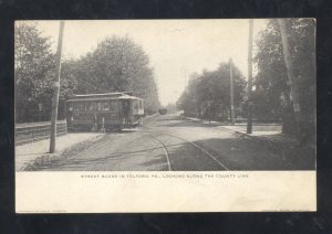 TELFORD PENNSYLVANIA PA. STREET SCENE RAILROAD TROLLEY CAR VINTAGE POSTCARD