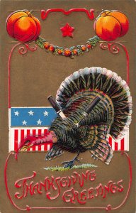 Thanksgiving Day, Patriotic Postcards, 3 Different Early cards, 1907-1910, Used