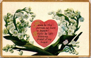 VINTAGE POSTCARD PEACE BE THY PORTION HEART POETRY GOLD BORDER MISSOULA 1910