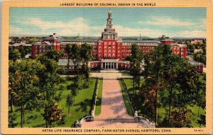 Aetna Life Insurance Company Ariel Buildings Linen WOB PM VTG Cancel Postcard 