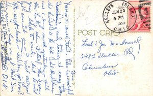 F53/ Kelleys Island Ohio Postcard 1958 Wood Boat Lake Erie Fishing