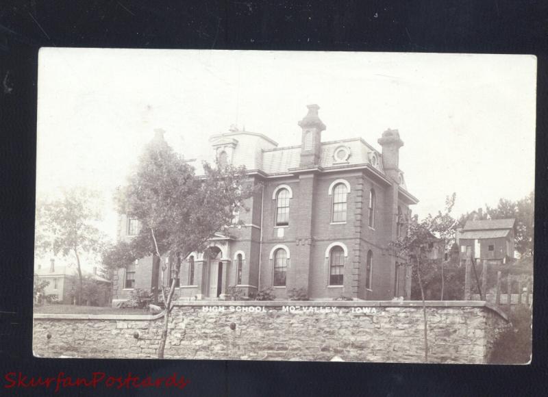 RPPC MISSOURI VALLEY IOWA HIGH SCHOOL BUILDING 1908 VINTAGE REAL PHOTO POSTCARD