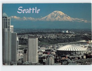 Postcard Aerial View of Seattle & Mount Rainier Seattle Washington USA