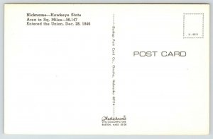 Iowa State Map Postcard~Sheep~Scottish Highlanders~farmer~Corn~Cows~1960s PC