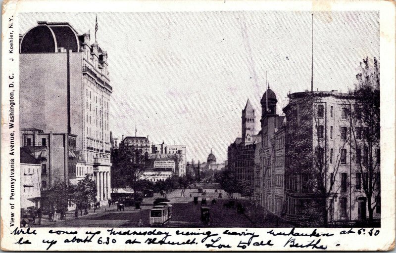 Vtg 1903 View of Pennsylvania Avenue Washington DC Postcard