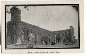 1913 LANSING Kansas Kans Ks Postcard WALLS OF STATE PRISON K120