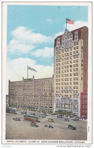 CHICAGO, Illinois, PU-1933; Hotel Atlantic, Classic Cars, Cable Cars