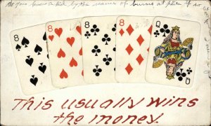 Playing Cards Gambling Four of a Kind c1910 Vintage Postcard