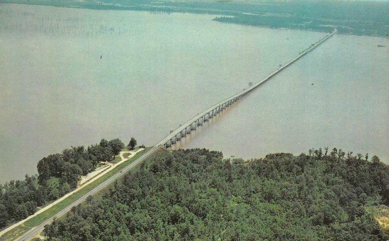 SANTEE, South Carolina SC   HIGHWAY BRIDGE~Lake Marion BIRD'S EYE VIEW  Postcard