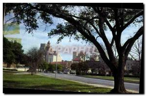 Old Postcard Skyline of Houston from sam houston texas houston park