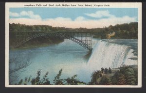 New York NIAGARA FALLS American Falls from Luna Island, Steel Arch Bridge ~ WB