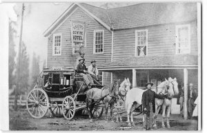 RPPC TRINITY CENTRE, CA Stagecoach & Hotel c1920s Antique Photo Postcard