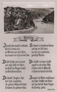 Loreley Germany Boat Old Real Photo Poetry Poem Postcard