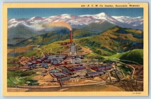 Anaconda Montana MT Postcard ACM Co Smelter Birds Eye View Building 1940 Vintage