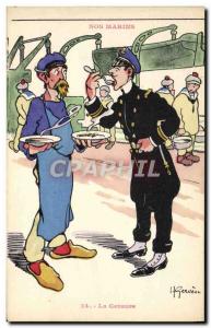 Postcard Old Sailors Illustrator Gervese Boat War Censorship