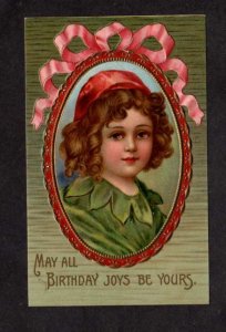 Birthday Joys Be Yours Greetings Postcard Girl Portrait Hot Embossed PC 1909