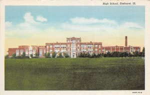 Elmhurst Illinois 1940s Postcard High School 