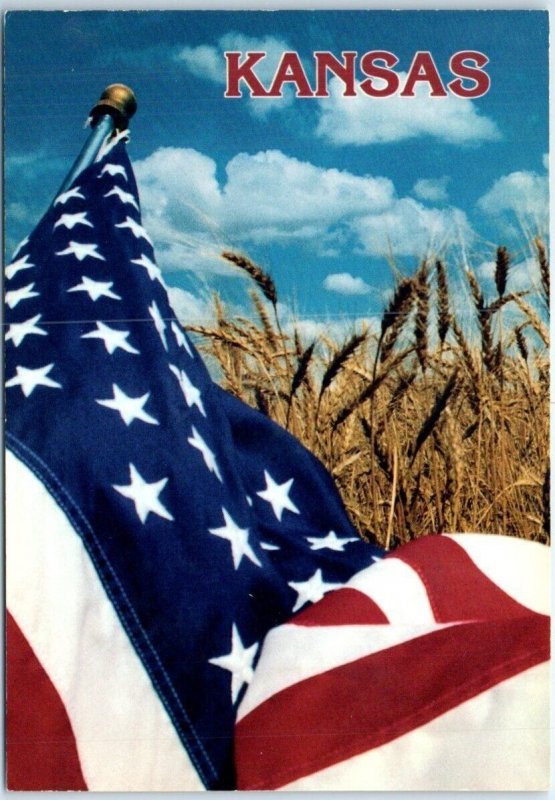 Stars & stripes displayed in a Decatur County field of golden wheat - Kansas