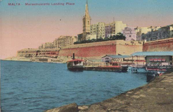 Malta Marsamuscetto Landing Place Ship Boat Formation Antique Postcard