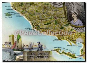 Modern Postcard The Vendee dimensions tourist map