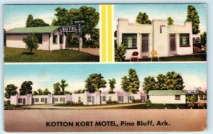 PINE BLUFF, Arkansas AR ~ Roadside KOTTON KORT MOTEL c1940s Linen Postcard