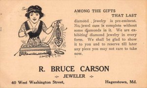 Hagerstown Maryland Bruce Carson Jeweler Advertising Vintage Postcard AA27883