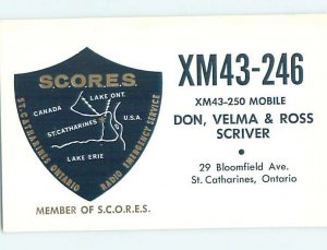 Pre-1980 RADIO CARD - CB HAM OR QSL St. Catharines Ontario ON AH2056