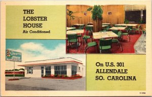 Lobster House Allendale South Carolina SC Dual View Linen Postcard VTG UNP 