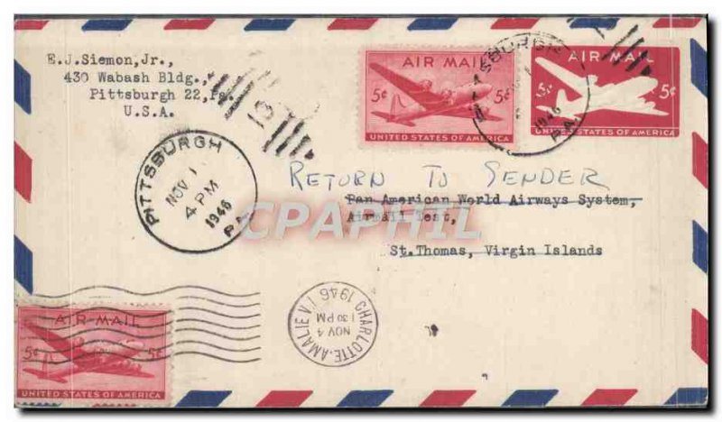 Letter United States Flight Pittsburgh to St Thomas Virgin Islands January 11...