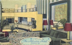 1950s Atlanta Georgia The Atlantan Hotel Interior Teich linen Postcard 25-1298