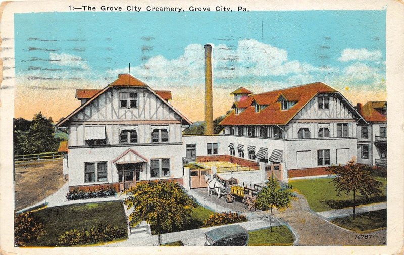 H37/ Grove City Pennsylvania Postcard 1924 Grove City Creamery Delivery Wagon