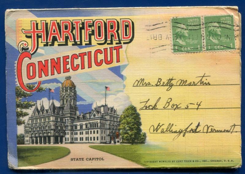 Hartford Connecticut conn ct Main Street Aetna Bldg postcard folder