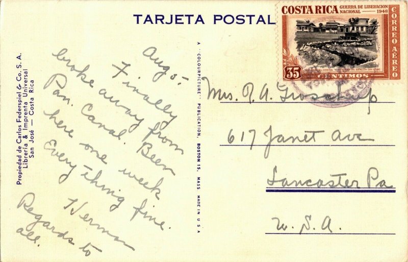 Secando Tabaca Drying Tobacco Costa Rica Vintage Linen Postcard D80 
