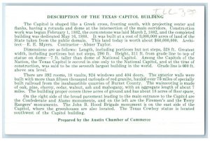 c1960 Description Texas Capitol Building Greek Cross Flank Dallas Texas Postcard