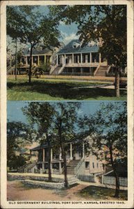 Fort Scott Kansas KS Old Government Buildings Vintage Postcard