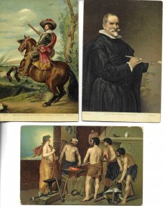 Lot of 3 fine paintings, Stengel postcards, by Velazquez #29029, 29030, 29035