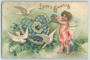 C. 1910 Lovely Valentine Fairy Cupid Heart Postcard P191