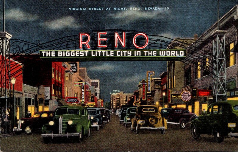 Nevada Reno Virginia Street and Welcome Arch At Night