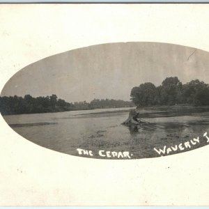 1906 Waverly, IA Cedar River View Real Photo RPPC Postcard Charles City UDB A37