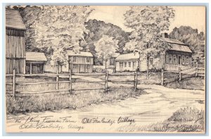 c1940's Pliny Freeman Farm Old Sturbridge Village Berwick ME Drawing Postcard