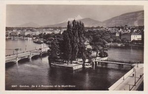 Schweiz Geneve Ile J J Rousseau et le Mont Blanc Photo