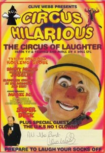 Circus Hilarious Chris Webb Tiswas Hand Signed Theatre Flyer