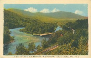 Quebec Canada  3 islands Matapedia Valley Bird's Eye View  WB Postcard