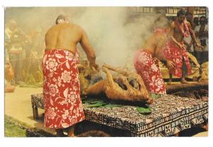 Hawaii Luau Roast Pig Feast Vtg Postcard HI