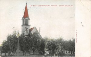 F88/ Spring Valley Illinois Postcard 1908 First Congregational Church