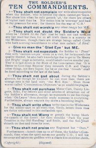 The Soldiers Ten Commandments Military WW1 Thou Shall Not Complain Postcard H29