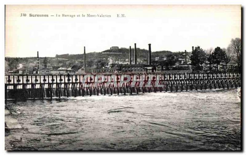 Old Postcard Suresnes Dam and Mount Valerien