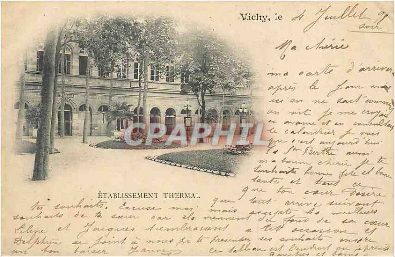 Postcard Old Vichy Thermal Establishment (map 1900)