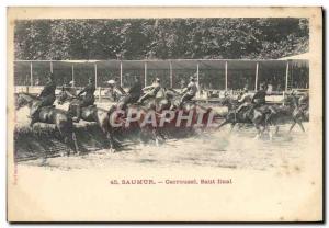 Old Postcard Carousel Horse Equestrian Saumur final jump