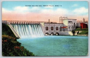 Fergus Falls Minnesota~Dayton Hollow Dam~Waterfall~Powerhouse Bldg~Linen PC